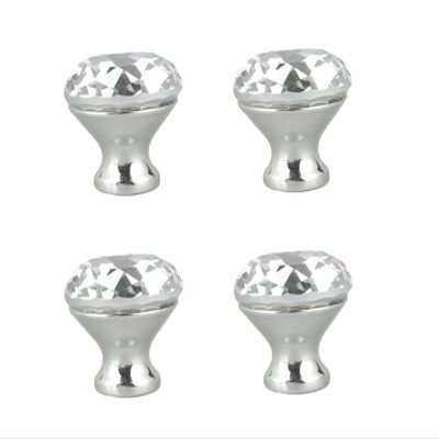 AthuAh Crystal Door knobs, Door 4Pcs Gold Single Hole Diamond Crystal Handle Cabinet Wardrobe Door Handle, Gold, 25Mm (Color : Bright Light, Size : 40MM)