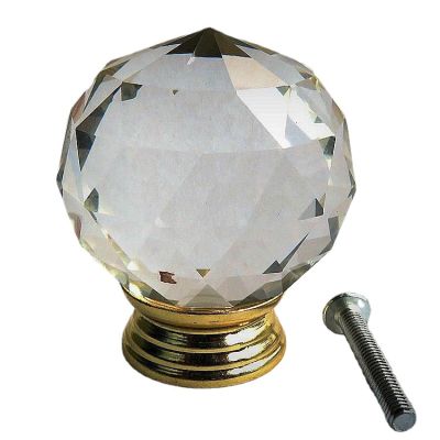 AthuAh Crystal Door knobs, 10 Pack Round Crystal Handle Single Hole Furniture Handle Gift Box Handle Storage Box Drawer Knob 25mm Gold Bottom (Color : Gold Bottom, Size : 35mm)