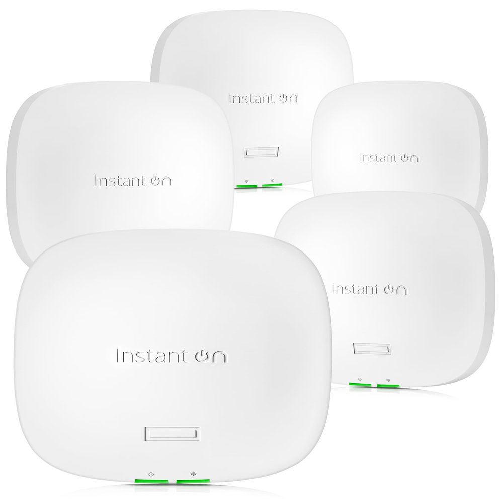 HPE Networking Instant On Access Point AP21 2x2 WiFi 6 Indoor Wireless Access Point (5 Pack) | Single-Room, Secure, Smart Mesh Support | Power Source Not Included | US Model (S1T08A-5PACK)