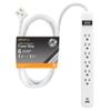 GE 6-Outlet Power Strip with USB, 1 USB-A & 1 USB-C, Outlet Extender, 6 Ft Braided Extension Cord, Flat Plug, Charging Station, White, 82594 view 1