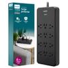 Philips 12-Outlet Surge Protector Power Strip, 6ft Braided Extension Cord, 3500 Joules, Multi Plug Outlet Extender, Adapter-Spaced, Black, SPP3813B/37 view 1