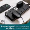 Philips 12-Outlet Surge Protector Power Strip, 6ft Braided Extension Cord, 3500 Joules, Multi Plug Outlet Extender, Adapter-Spaced, Black, SPP3813B/37 view 2
