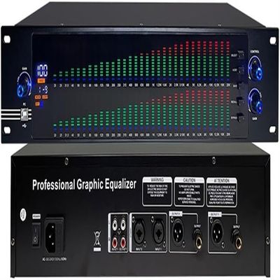 KANGJIEM Digital Equalizer EQ Noise Reductionwith Spectrum Display 31 Bands for KTV Stage Performance Board Stereo Level Indicator Professional Sound System Karaoke Equipment(Color:888S)
