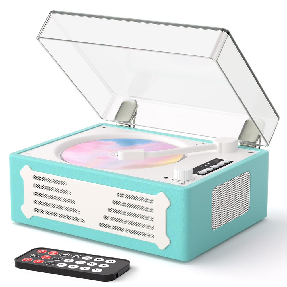 Portable Bluetooth CD Player with Speaker, Retro CD Player, LED Screen, USB Playback, AUX Input/Output, Rechargeable, Perfect for Home Decoration, Remote Control, and Home Entertainment