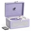 Rechargeable CD Player with Upgraded Speakers Bluetooth Transmitter USB Input Purple Leather Music Box for Home Decor view 1