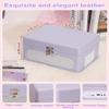 Rechargeable CD Player with Upgraded Speakers Bluetooth Transmitter USB Input Purple Leather Music Box for Home Decor view 2