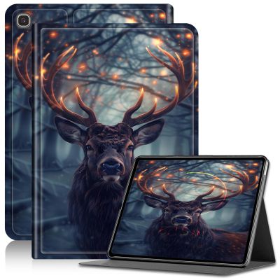 AIRWEE Case for Samsung Galaxy Tab S6 Lite 10.4 Inch 2024/2022/2020, Adjustable Stand Galaxy Tab S6 Lite Case, PU Leather Cover with Auto Sleep/Wake for Samsung S6 Lite Tablet Case, Deer