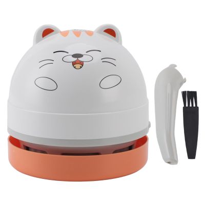 ciciglow Mini Desktop Vacuum Cleaner, Cute Desk Vacuum Cleaner for Picking up Crumbs Eraser Crumbs Pet Hairs, High Suction and Low Noise, with Cleaning Brush (Cat)