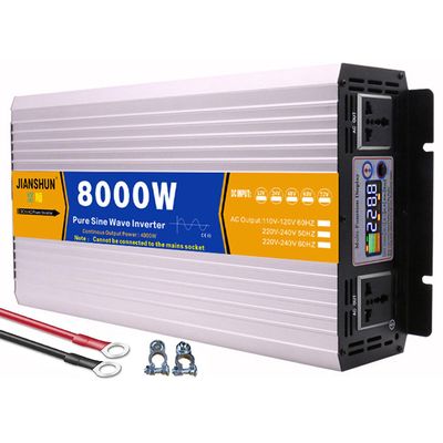 3000/4000/5000/6000/8000w Pure Sine Wave Inverter 12/24/48/60v to 110/220v Car Inverter Dc to Ac Converter with Ac Socket,Led Display,for Truck,Boat,Camping,8000W-12Vto110V
