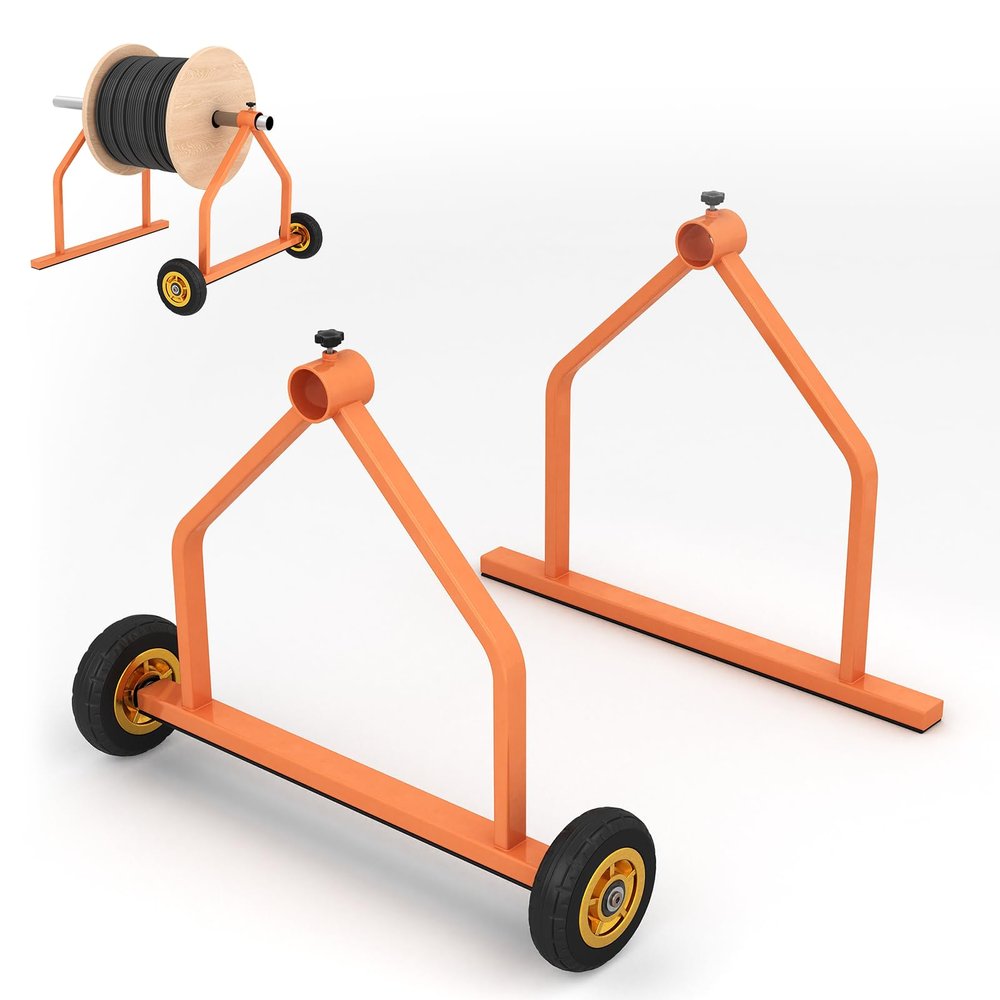 Metal Wire Spool Rack - Cable Rack with Wheels, Wire Spool Holder for Wire Spools Up to 28 Inches in Diameter, Cable Caddy with 220 Lb Capacity