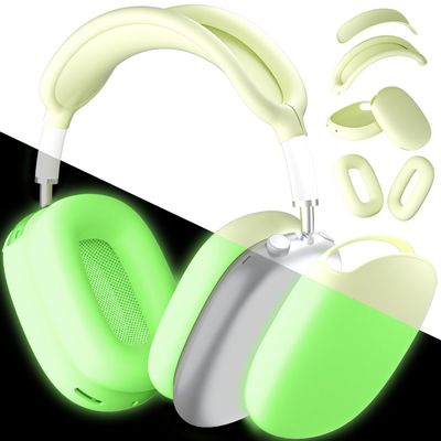 ATUAT for AirPods Max Headphones Case, Protective Silicone Case Cover Skin Accessories Anti-Scratch for Women Men for Apple AirPods Max 2024/2020 (USB-C/Lightning), Fluorescent Green
