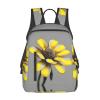 Yellow Gray Flower Print Lightweight Backpack, Travel Bookbag College Bag,Laptop Backpack For Men Women view 1