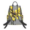 Yellow Gray Flower Print Lightweight Backpack, Travel Bookbag College Bag,Laptop Backpack For Men Women view 3