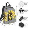 Yellow Gray Flower Print Lightweight Backpack, Travel Bookbag College Bag,Laptop Backpack For Men Women view 4