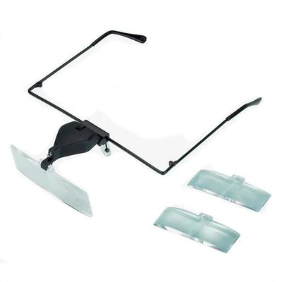 Joebo Microscope Kit Headband 1.5X 2.5X 3.5X Glasses Magnifier Eye Wear Illuminated Magnifying Glass Portable Eyewear LED Light Reading Loupe Microscope Lens Adapters