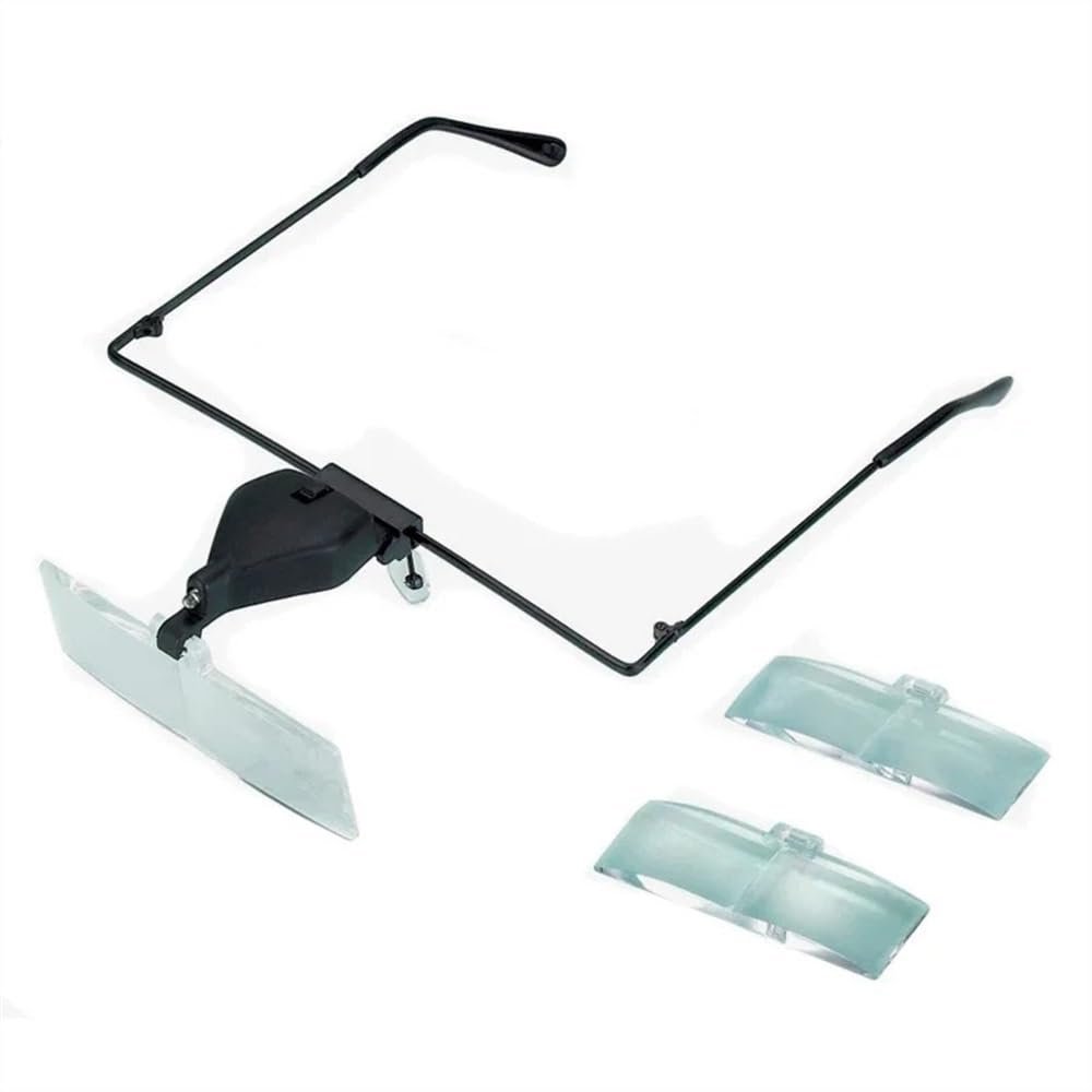 Joebo Microscope Kit Headband 1.5X 2.5X 3.5X Glasses Magnifier Eye Wear Illuminated Magnifying Glass Portable Eyewear LED Light Reading Loupe Microscope Lens Adapters