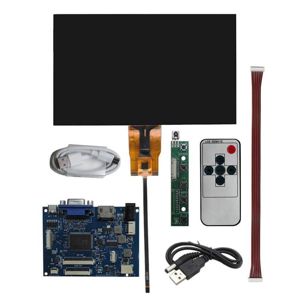 Generic 7 inch 1024 * 600 IPS Universal Portable LCD Display Screen Driver Control Board Digitizer Touchscreen Computer Secondary Screen Monitor, black, 7GQ-IPS-touch-810