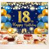 7X5ft Happy 18th Birthday Backdrop, Blue Balloon Birthday Banner, Girls Boys Party Background Decoration view 4