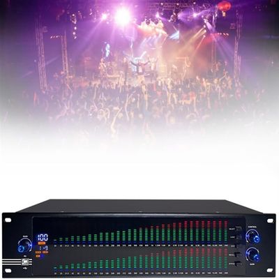 KANGJIEM Professional Dual 31-Band Digital Equalizer,Spectrum Intelligent Noise Reduction Tuning Effect,Used for Home K Song/KTV/bar/Stage(Color:888S)