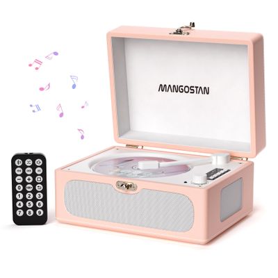 CD Player Portable with Speaker, Rechargeable Desktop CD Player with Bluetooth Boombox AUX in Headphone Jack USB Playback and Remote Control, Peach Pink