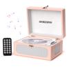 CD Player Portable with Speaker, Rechargeable Desktop CD Player with Bluetooth Boombox AUX in Headphone Jack USB Playback and Remote Control, Peach Pink view 1