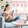 CD Player Portable with Speaker, Rechargeable Desktop CD Player with Bluetooth Boombox AUX in Headphone Jack USB Playback and Remote Control, Peach Pink view 3