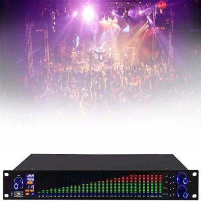 KANGJIEM Professional Dual 31-Band Digital Equalizer,Spectrum Intelligent Noise Reduction Tuning Effect,Used for Home K Song/KTV/bar/Stage(Color:777S)