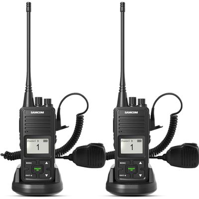 SAMCOM FPCN10A Two Way Radio with Shoulder Speaker Mic,3000mAh High Power 2 Way Radios Long Range, UHF Walkie Talkie earpiece with mic for Adults Construction Site School Security(2 Radios with 2 Mic