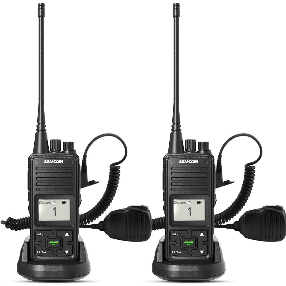 SAMCOM FPCN10A Two Way Radio with Shoulder Speaker Mic,3000mAh High Power 2 Way Radios Long Range, UHF Walkie Talkie earpiece with mic for Adults Construction Site School Security(2 Radios with 2 Mic