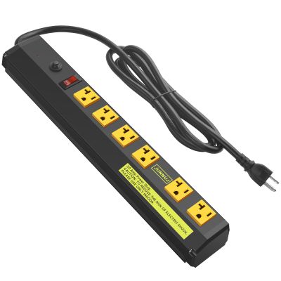 JUNNUJ Heavy Duty Metal Power Strip 20 Amp, High Amp Surge Protector 6 Outlet, 20A Power Strips Workshop Industrial Outlets Wide Spaced 6-20R T-Slot with Circuit Breaker, 12 Gauge Extension Cord 6ft