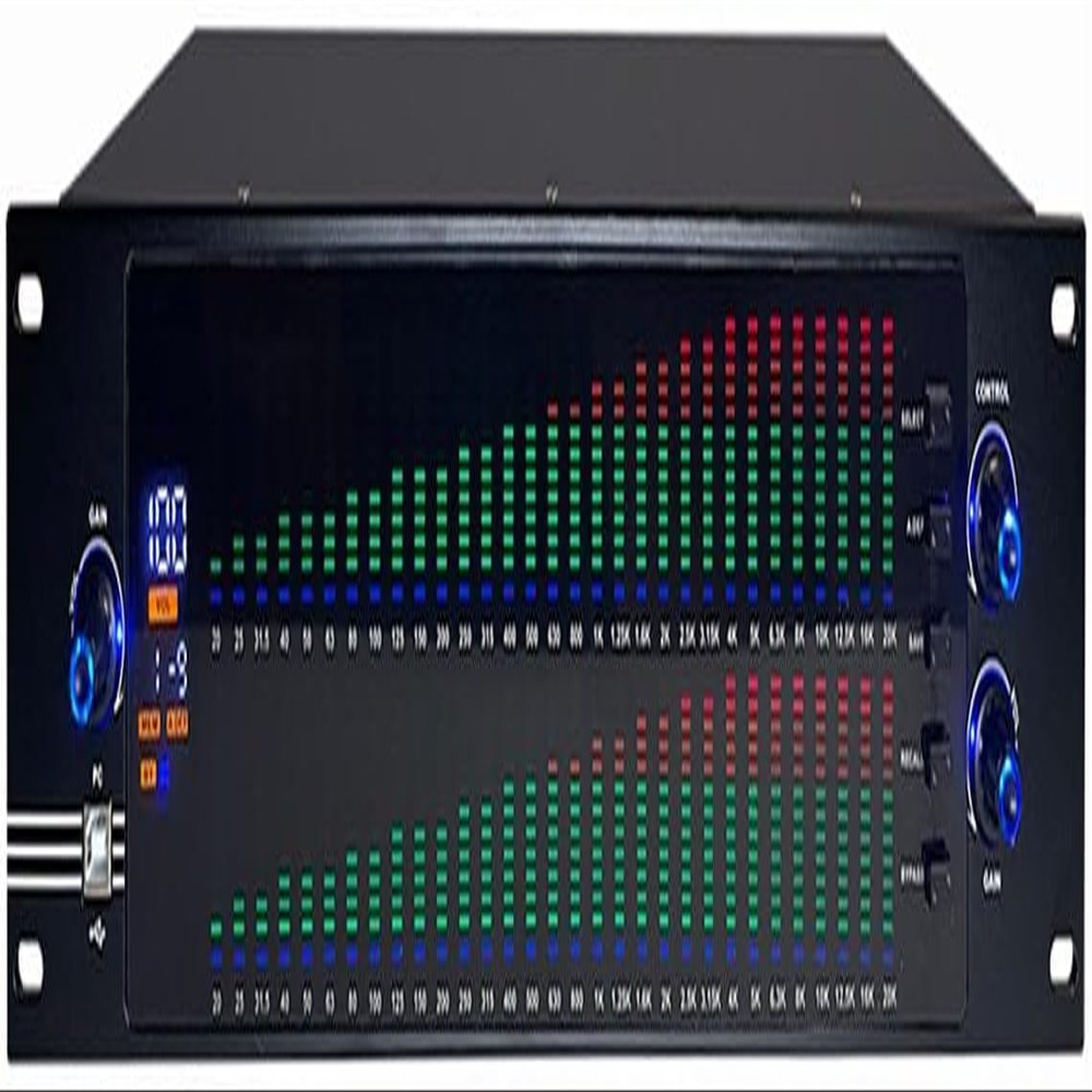 KANGJIEM Professional dual 31-band digital equalizer processor, 10 preset effects saved, noise reduction output high-definition sound quality,Treble/midrange/bass independent adjustment(Color:888S)
