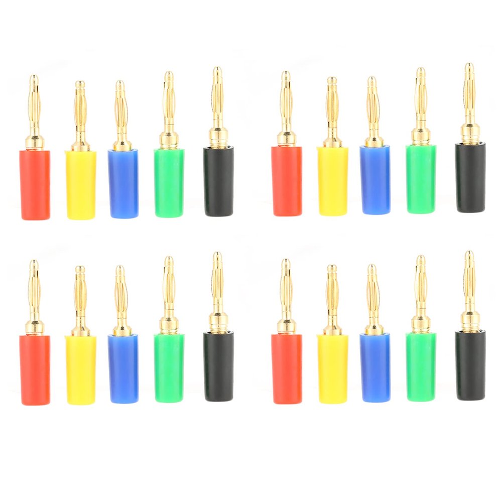 20 Pcs Banana Socket, Mixed, Speaker Banana Plug Banana Plug 2mm Coloured Banana Plug Color Speaker Terminal Binding Post Banana Plug Jack Socket Test Probes Connector, 2mm Panel