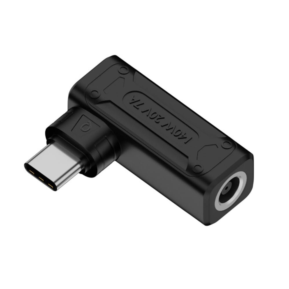 NFHK 140W 100W DC Jack 6.0x1.4mm Input to USB-C Type-C Angled 90 Degree Power Plug Charge Adapter for Laptop Phone
