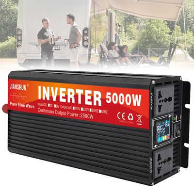 3000/4000/5000/6000w High Efficiency Pure Sine Wave Power Inverters Dc 12/24/48/60/72v to Ac 110/220v~240v Converter,with LCD Display & Ac Outlets,5000W-12Vto220V