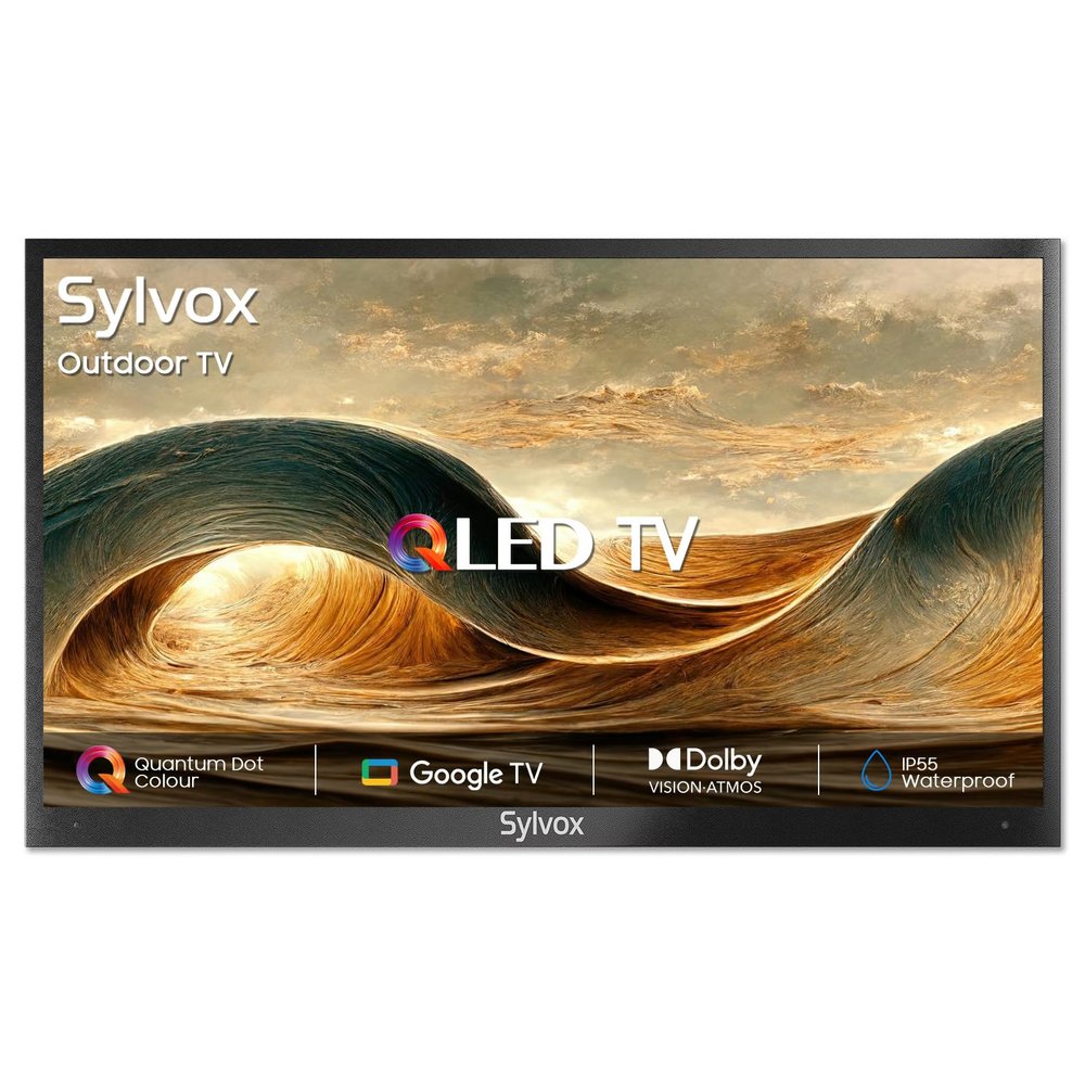 SYLVOX Outdoor TV, Smart QLED TV 43 inch, Weatherproof Outdoor TVs Support Google Assistant, 4K UHD, Wide Viewing Angle, IP55 Waterproof, 1000 Nits Partial Sun QLED Television(2024 Model)