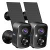 Hiseeu Security Cameras Wireless Outdoor, 2pcs Solar Powered 3K 4MP Surveillance WiFi Cameras for Home Security Outside, PIR/AI Motion Detection, Waterproof, Color Night Vision, 2-Way Audio, Black view 1