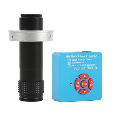 JOEBO Microscope Kit 4K 1080P 60FPS 55MP HDMI USB Video Lab Microscope Camera C-Mount Lens LED Ring Light for PCB Mobile Repair Soldering Microscope Lens Adapters (Color : with 130X Lens)
