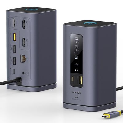 Baseus SpaceMate(MAC) Docking Station, USB C Docking Station 3 Monitors with 4K HDMI, 10Gbps USB Ports, 100W PD, Gigabit Ethernet, Audio, Laptop Docking Station for Mac & Win