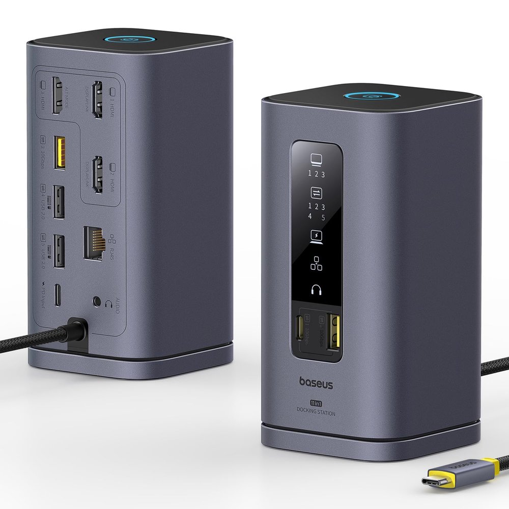 Baseus SpaceMate(MAC) Docking Station, USB C Docking Station 3 Monitors with 4K HDMI, 10Gbps USB Ports, 100W PD, Gigabit Ethernet, Audio, Laptop Docking Station for Mac & Win