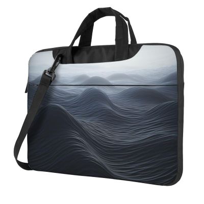 13 inch Laptop Tote Bag Men Women Deep black waves Shoulder Laptop Sleeve Briefcase Messenger Computer Bag