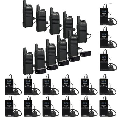 Retevis RT22 Walkie Talkies Rechargeable, Long Range Two Way Radio,2 Way Radio for Adults, Black,10 Pack, with Retekess TT116 Wireless Audio Tour Guide System