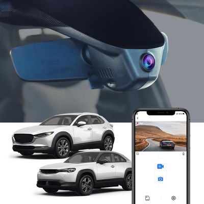 Fitcamx 4K Dash Cam Adapts for Mazda CX-30 2020-2023 & MX-30 EV 2022-2023 Select Premium Plus Turbo Carbon (NO Sunroof), OEM Look, UHD 2160P Video, WiFi & APP, Loop Recording Parking Mode, 64GB Card