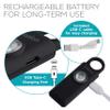 Ivation Personal Rechargeable SOS Alarm, Pocket Size Loud 130dB Sound Safety Siren & LED Panic Strobe Light with Carabiner Keychain Clip for Women, Children & Seniors, Black view 3