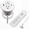 45W Recessed Power Strip USB C,Flush Mount Desk Power Outlets 3 AC Outlets 3 USB Ports Flat Plug Extension Cord Built in Sofa Table Cabinet Nightstand Couch White view 1