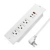 45W Recessed Power Strip USB C,Flush Mount Desk Power Outlets 3 AC Outlets 3 USB Ports Flat Plug Extension Cord Built in Sofa Table Cabinet Nightstand Couch White view 3