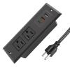 45W Recessed Power Strip USB C,Flush Mount Desk Power Outlets 3 AC Outlets 3 USB Ports Flat Plug Extension Cord Built in Sofa Table Cabinet Nightstand Couch Black view 2