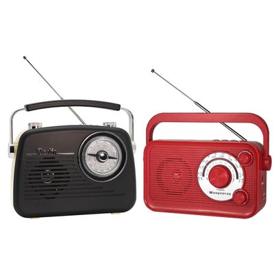 D216 Radio Portable Vintage Shortwave AM FM BT Speaker MP3 Player Radio(Black) and D218 Retro Portable AM FM SW Radio Great Sound BT Speaker Radio (Red)