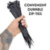 1007 100pk 11 Inch UV Resistant 50lbs Black Cable Zip Tie - Durable zip ties manufactured with UV resistant 6/6 nylon material, Strong blocky heads, Lots of zip ribs, Excellent for network gear view 2