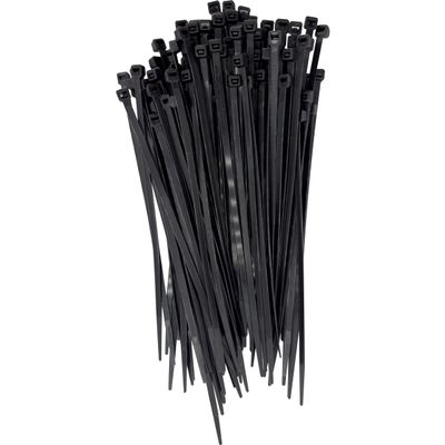 1009 100pk 8 Inch 50lbs Black Cable Zip Tie - UV resistant tough zip ties, Excellent to use in areas with lots of sun or weather, Standard black color, Can retain upto 50 pounds each
