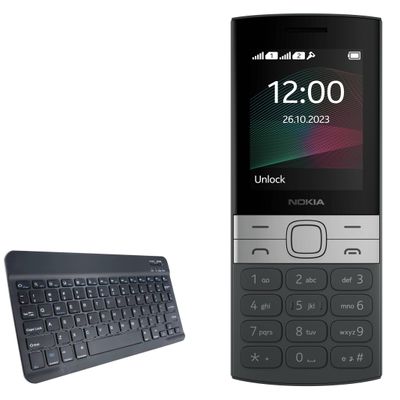 BoxWave Keyboard Compatible with Nokia 150 (2023) - SlimKeys Bluetooth Keyboard, Portable Thin with Chiclet-Style Keys - Jet Black